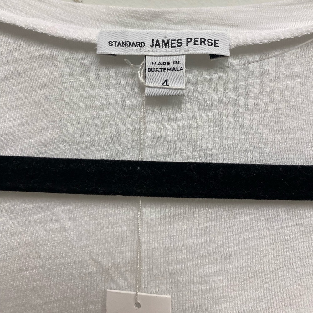 NWT Standard James Perse White Slub Knit Long Sleeve Tee Size 4/XL - Picture 5 of 10